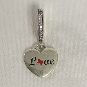 Pandora Love Houston. Texas Map Exclusive Dangle Charm, S925 silver Jewelry